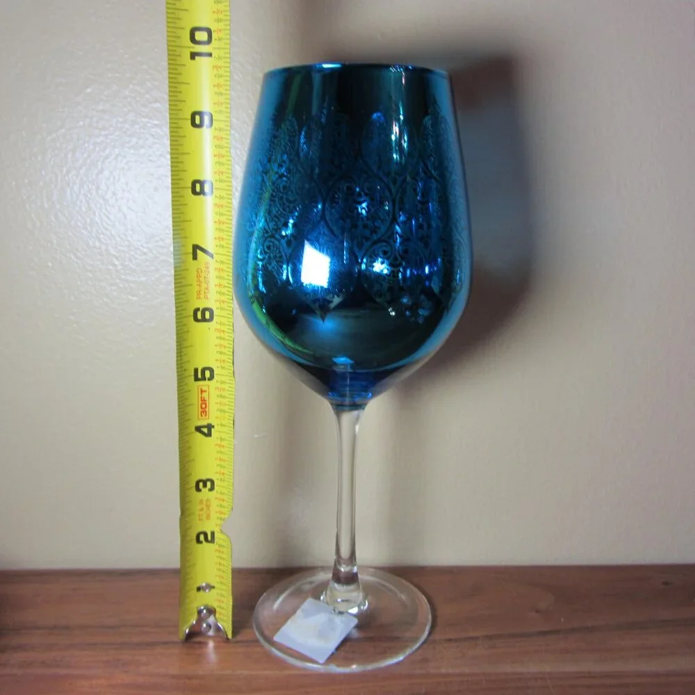 28 oz Z. Gallerie Puccini goblet wine glass peacock blue NWT (W5025)